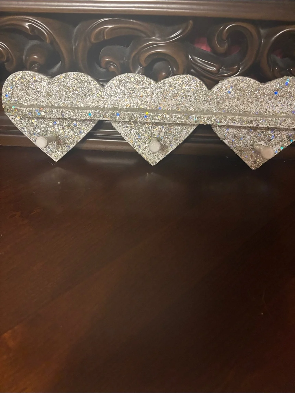 Silver Glitter Heart Wall Hook - Home Wall Decor
